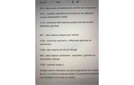 Atelier de TECHNIQUES VOCALES